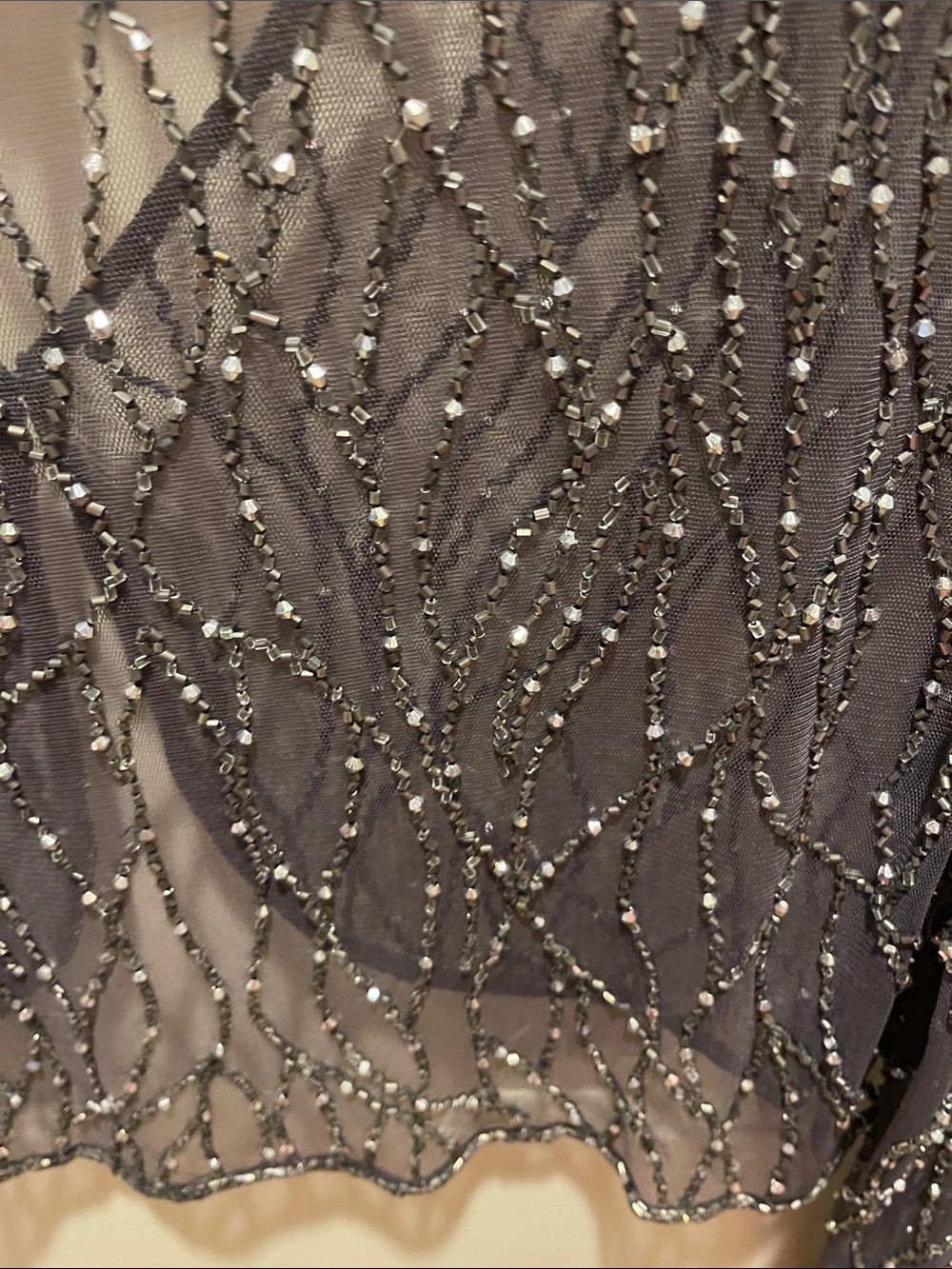 Adrianna Papell Gunmetal Beaded Mesh Bolero - Picture 4 of 5